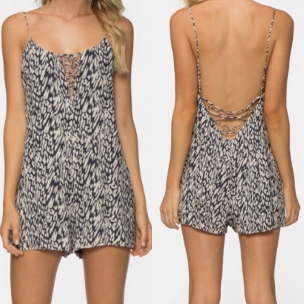 NEW Tavik Leopard Liza Lace Up Romper